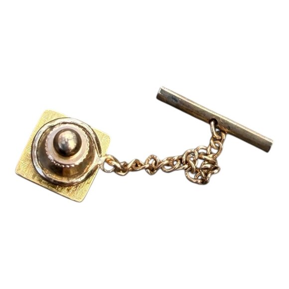 Vintage Gold Tone Tie Tack With "FR" Monogram & Chain Bar - Picture 4 of 7